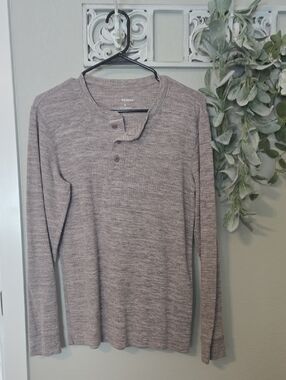 Sonoma Waffle-Knit Henley Top in Light Gray